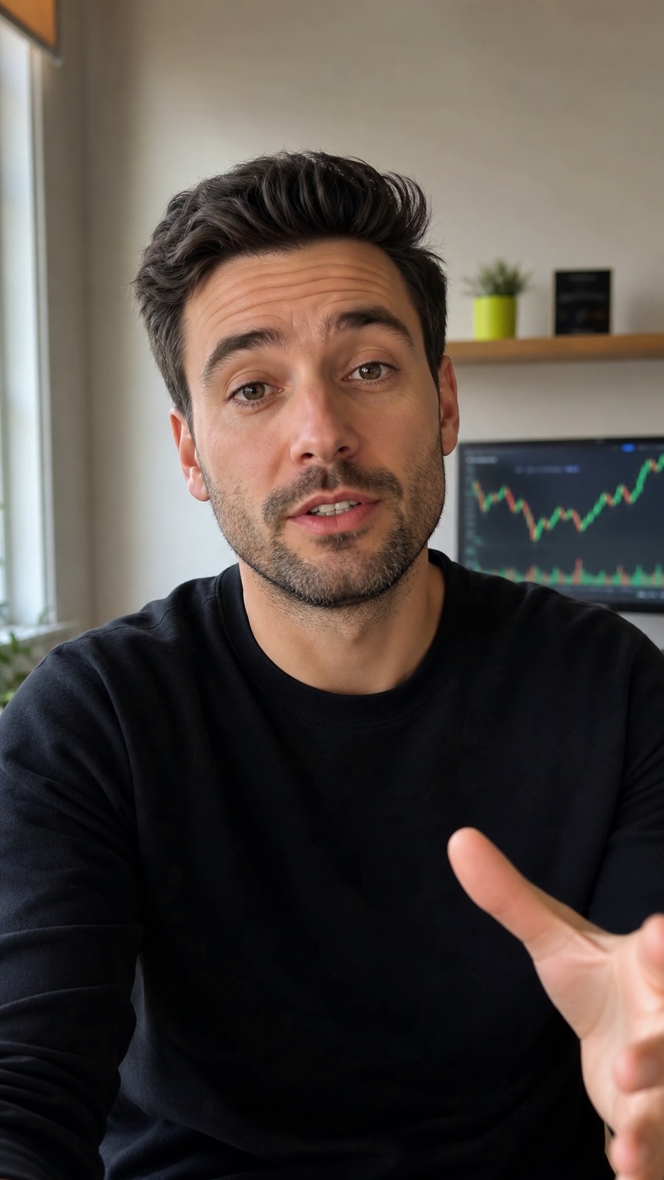 Financial creator recording a TikTok market update